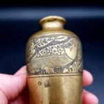 Alfred Salzmann Jerusalem T 598 engraved brass bird vase c.1930s