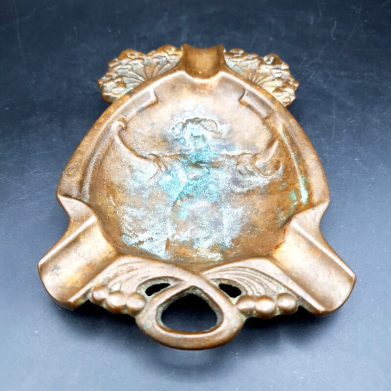 Antique Art Nouveau figural ashtray or vide poche with female figure and floral decoration