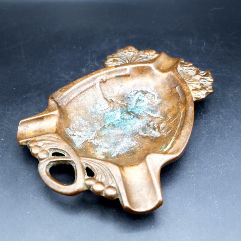 Antique Art Nouveau figural ashtray or vide poche with female figure and floral decoration