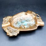 Antique Art Nouveau figural ashtray or vide poche with female figure and floral decoration
