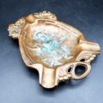 Antique Art Nouveau figural ashtray or vide poche with female figure and floral decoration