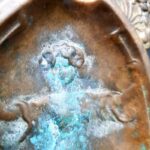 Antique Art Nouveau figural ashtray or vide poche with female figure and floral decoration