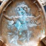 Antique Art Nouveau figural ashtray or vide poche with female figure and floral decoration