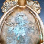 Antique Art Nouveau figural ashtray or vide poche with female figure and floral decoration