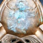 Antique Art Nouveau figural ashtray or vide poche with female figure and floral decoration