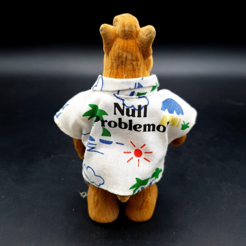 Vintage Simba ALF No Problem flocked figure from 1988 wearing a Hawaiian shirt
