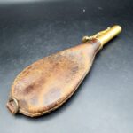 Antique Victorian W Bartram & Co Leather Shot Flask Brass Hunting Shooting C1870