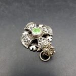 Vintage 935 silver Jerusalem Cross pendant with faceted green stone