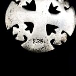 Vintage 935 silver Jerusalem Cross pendant with faceted green stone