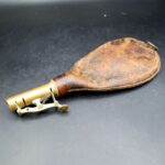 Antique Victorian W Bartram & Co Leather Shot Flask Brass Hunting Shooting C1870