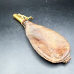 Antique Victorian W Bartram & Co Leather Shot Flask Brass Hunting Shooting C1870