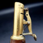Antique Victorian W Bartram & Co Leather Shot Flask Brass Hunting Shooting C1870