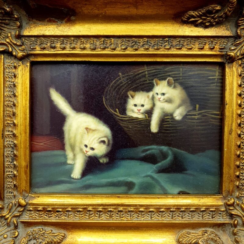 Vintage Carvers & Gilders framed kitten print after Arthur Heyer