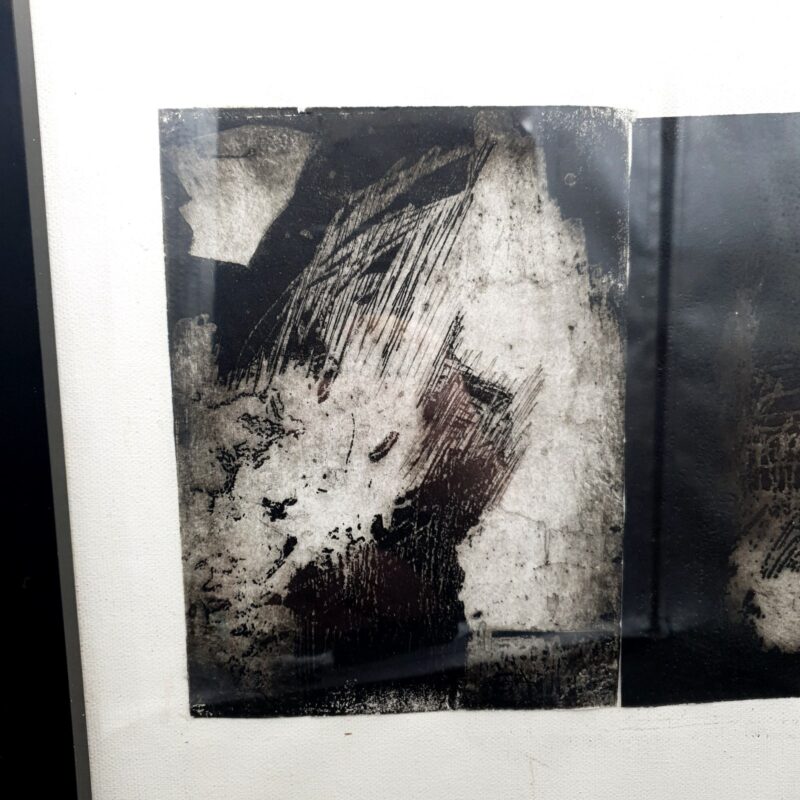 Val Bestwick Trio black and white etching from 2019 in black frame