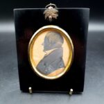 Antique 19th-century ink profile portrait of a gentleman in Regency-style dress