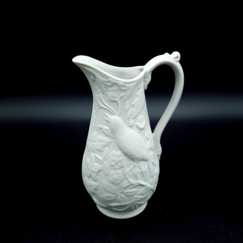Portmeirion British Heritage Collection Nightingale white porcelain jug vase with moulded relief