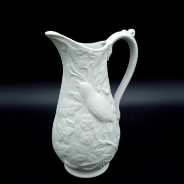 Portmeirion British Heritage Collection Nightingale white porcelain jug vase with moulded relief