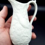 Portmeirion British Heritage Collection Nightingale white porcelain jug vase with moulded relief