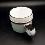 Vintage Denby Romance stoneware milk jug with floral decoration and green border