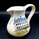 Vintage French ceramic jug depicting Épernay Town Hall with hand-coloured decoration