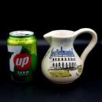 Vintage French ceramic jug depicting Épernay Town Hall with hand-coloured decoration
