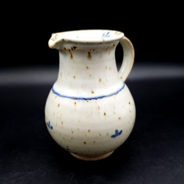 Roger Boureau French studio pottery stoneware jug in beige and blue