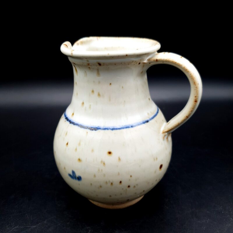 Roger Boureau French studio pottery stoneware jug in beige and blue
