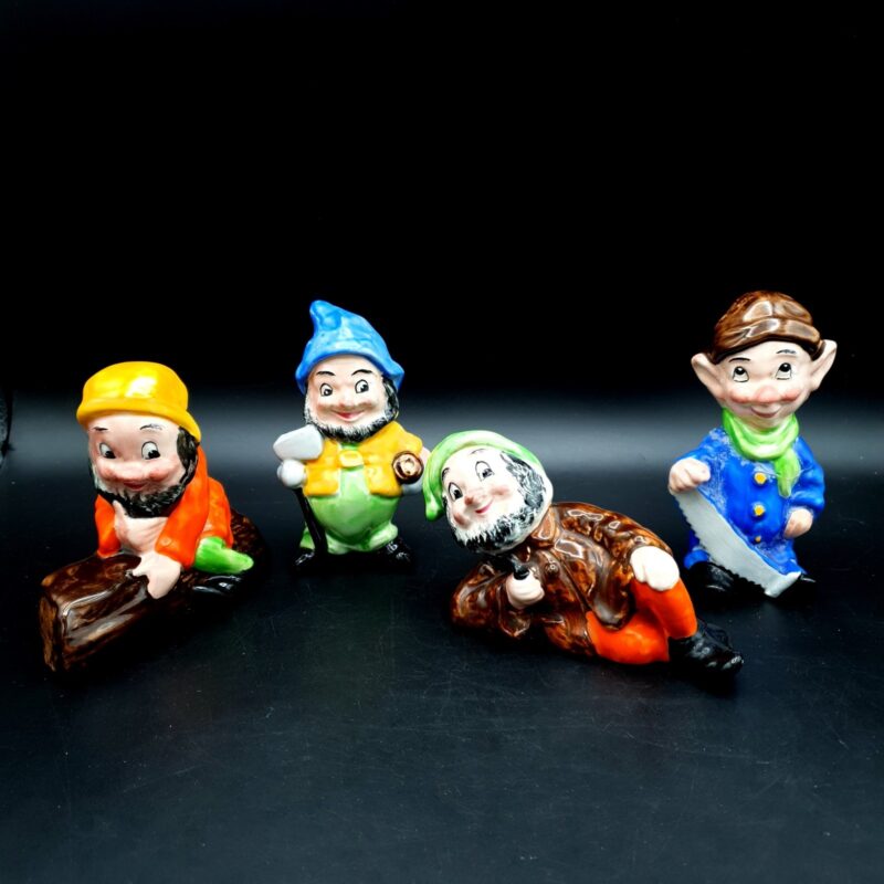 Set of four vintage J. H. Weatherby Hanley pottery dwarf figurines