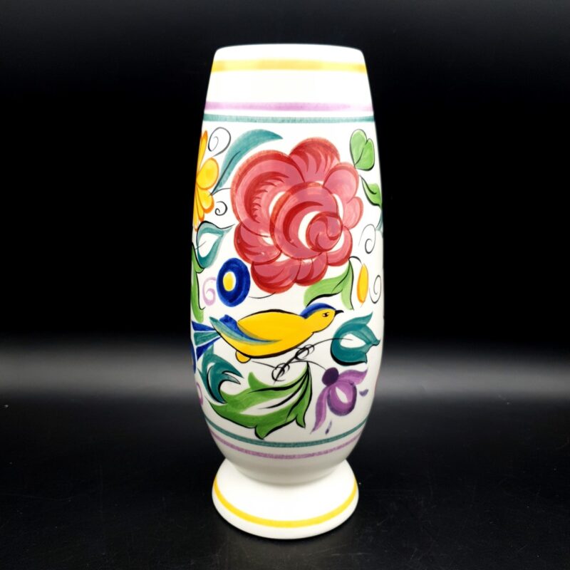 Vintage Poole Pottery Vase bird design C1950s H23cm Floral 770g