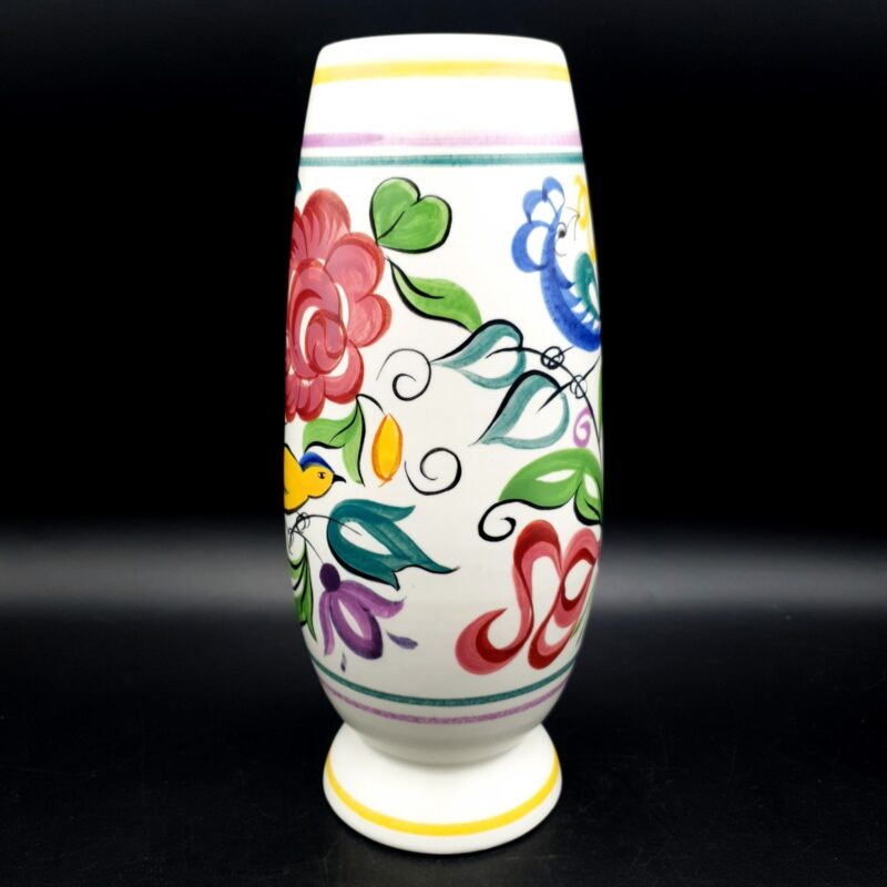 Vintage Poole Pottery Vase bird design C1950s H23cm Floral 770g