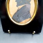 Antique 19th-century ink profile portrait of a gentleman in Regency-style dress