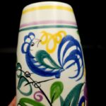 Vintage Poole Pottery Vase bird design C1950s H23cm Floral 770g