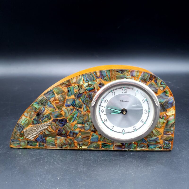 New Zealand pāua shell clock with German Blessing mechanical movement