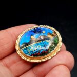 Reverse of Brazilian butterfly wing brooch signed Alfano