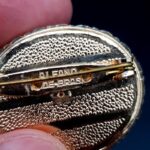 Vintage Alfano Brazil butterfly wing brooch with Rio de Janeiro scene