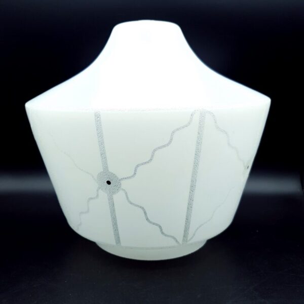 Vintage white glass ceiling light shade with raised geometric design