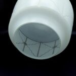 Vintage white glass ceiling light shade with raised geometric design