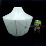 Vintage white glass ceiling light shade with raised geometric design