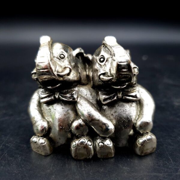 Pair of vintage R. Argento Italian silver-coloured elephant figurines