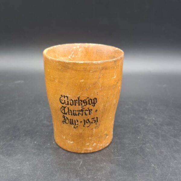 1931 Worksop Royal Charter commemorative wooden beaker