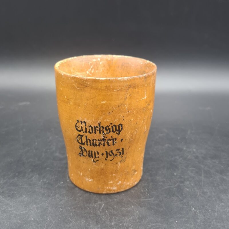 1931 Worksop Royal Charter commemorative wooden beaker