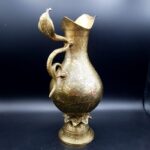 Vintage Indian Brass Ewer Jug Cobra Snake Handle Engraved Benares Style H29cm