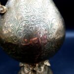 Vintage Indian Brass Ewer Jug Cobra Snake Handle Engraved Benares Style H29cm