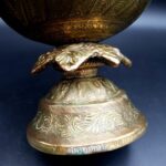 Vintage Indian Brass Ewer Jug Cobra Snake Handle Engraved Benares Style H29cm