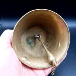 Vintage Brass Pull Bell with chain and wall attachment Bell is 9cm tall 690g
