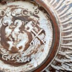 Close-up of No.35 marking on vintage Dumler & Breiden pottery bowl