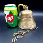 Vintage Brass Pull Bell with chain and wall attachment Bell is 9cm tall 690g
