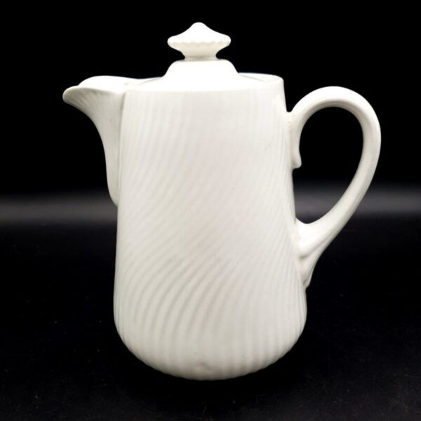 W.H. Grindley white coffee pot with fluted body and domed lid