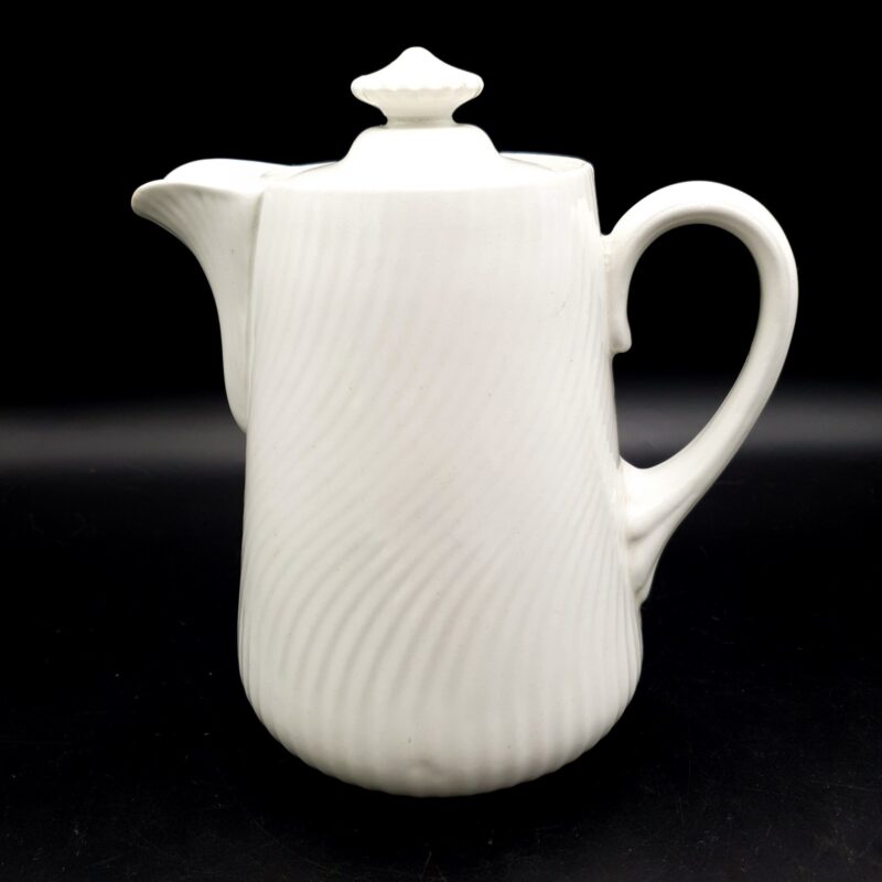 W.H. Grindley white coffee pot with fluted body and domed lid
