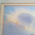 Andrew King signed watercolour Figures on the Beach in a landscape frame